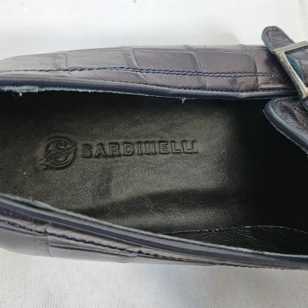 Sardinelli Barletta Italy Quiet Luxury Navy Double Monk Strap Loafers Sz 43/10